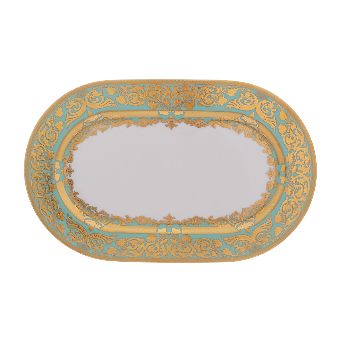 Блюдо овальное Falkenporzellan Natalia seladon gold 36 см 1