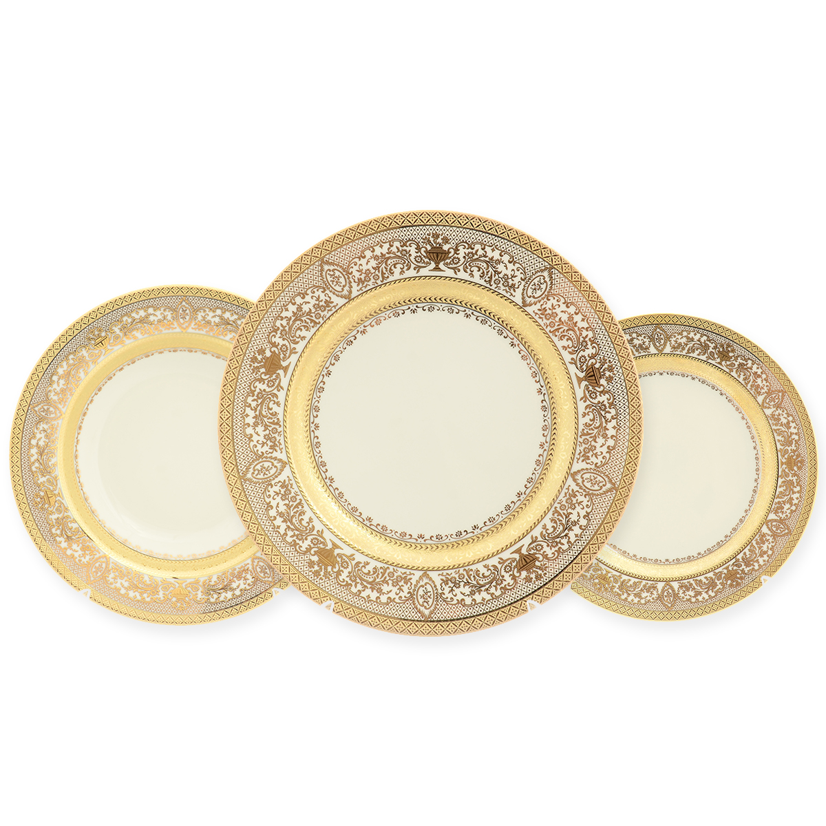 Набор тарелок 18 предметов Cream Majestic Gold