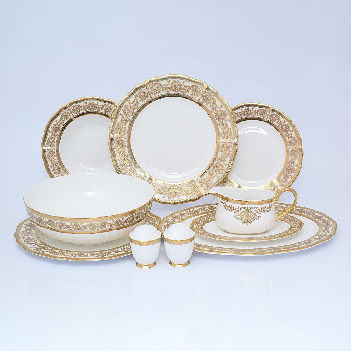 Столовый сервиз Prouna Golden Romance Cream Gold 6 персон 25 предметов