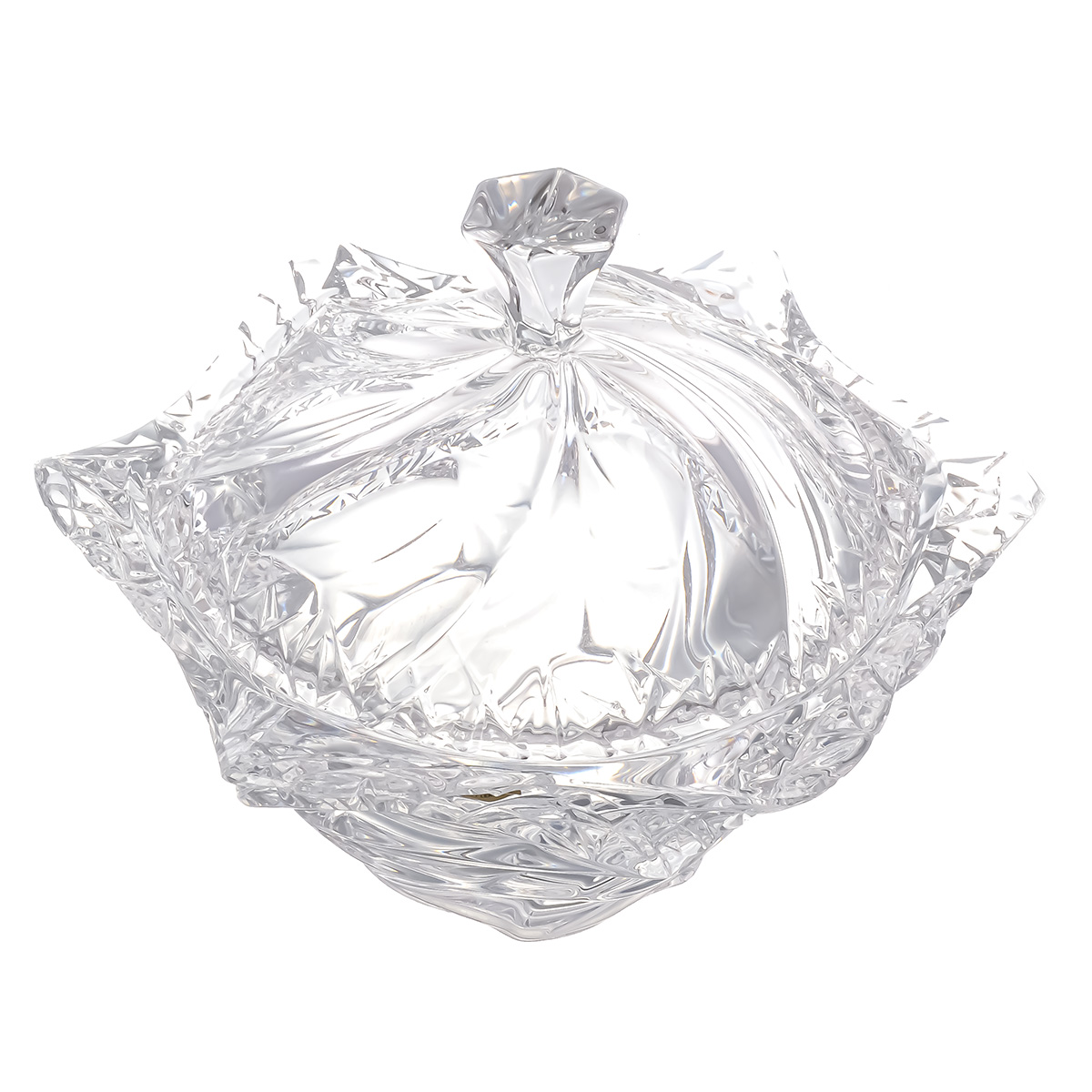 Конфетница с крышкой Bohemia Treasury Flamenco Icecut 20см 1