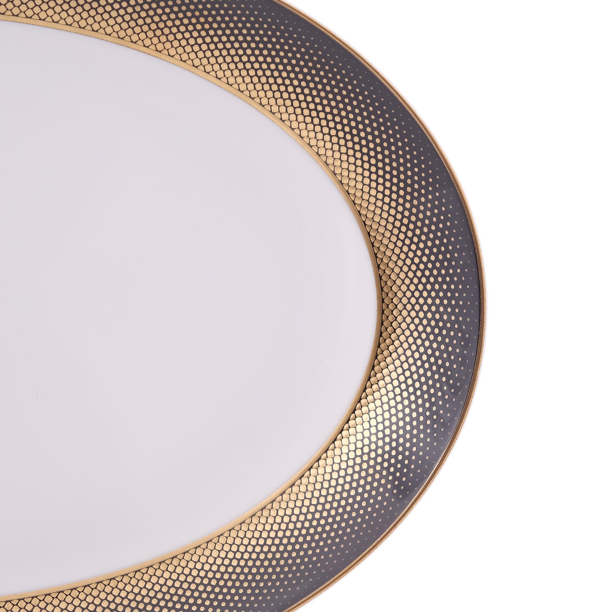 Блюдо овальное Falkenporzellan Deluxe Shape - Rio Black Gold 35 см 2