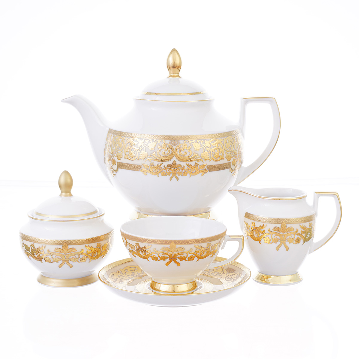 Чайный сервиз на 6 персон Falkenporzellan Natalia creme gold 17 предметов 1