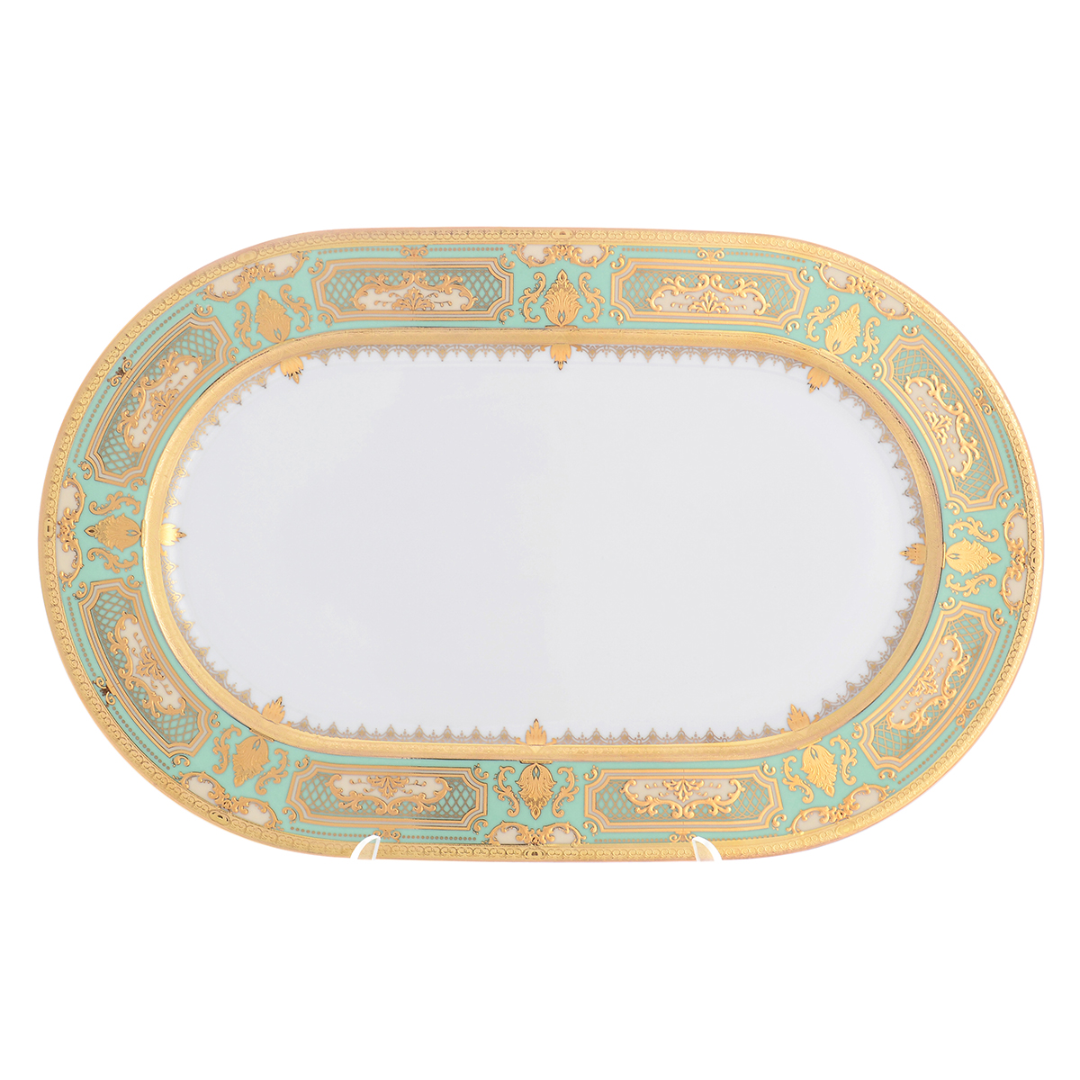 Блюдо овальное Falkenporzellan Donna Seladon gold 36 см