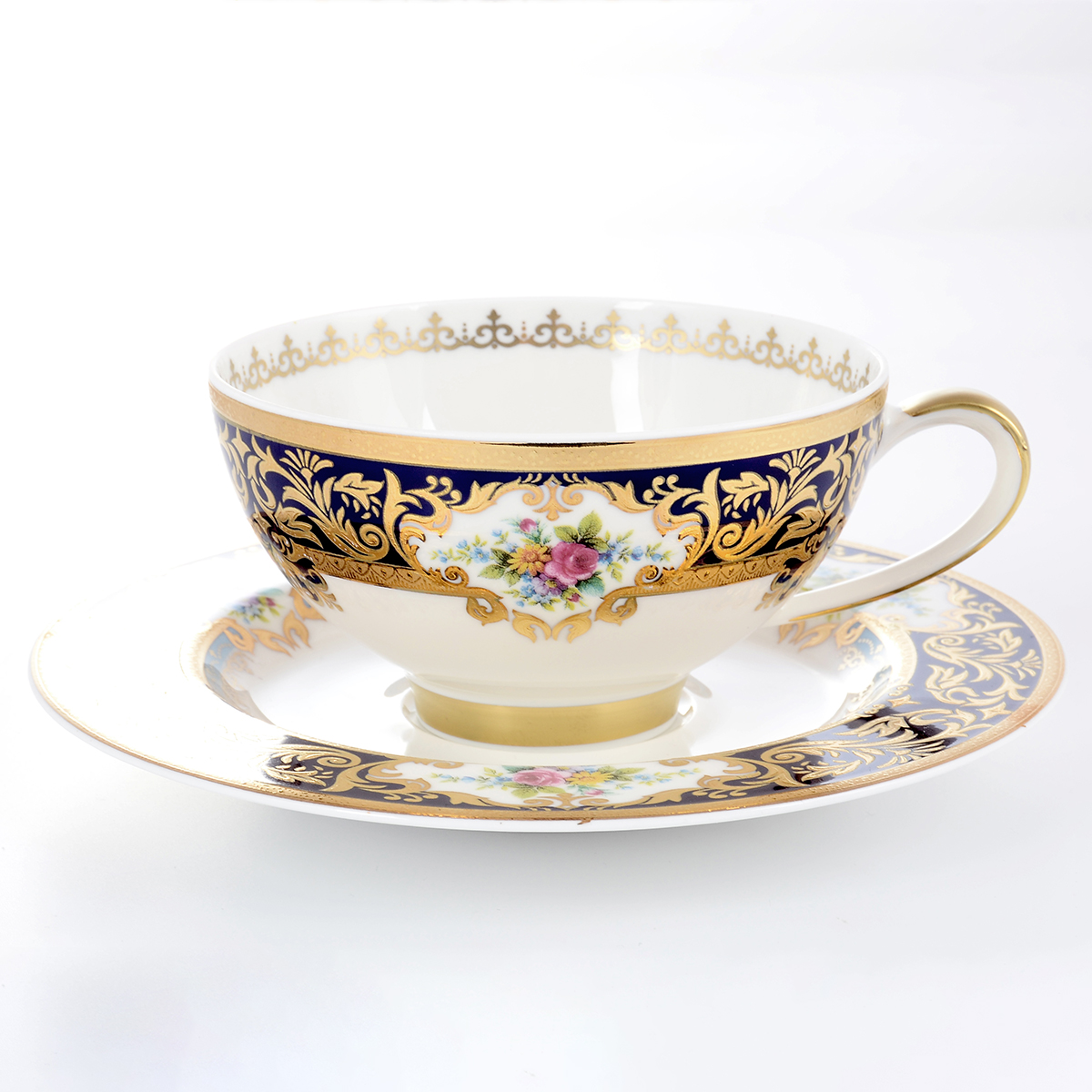 Набор чайных пар Falkenporzellan Opal Cobalt Gold (6 пар)