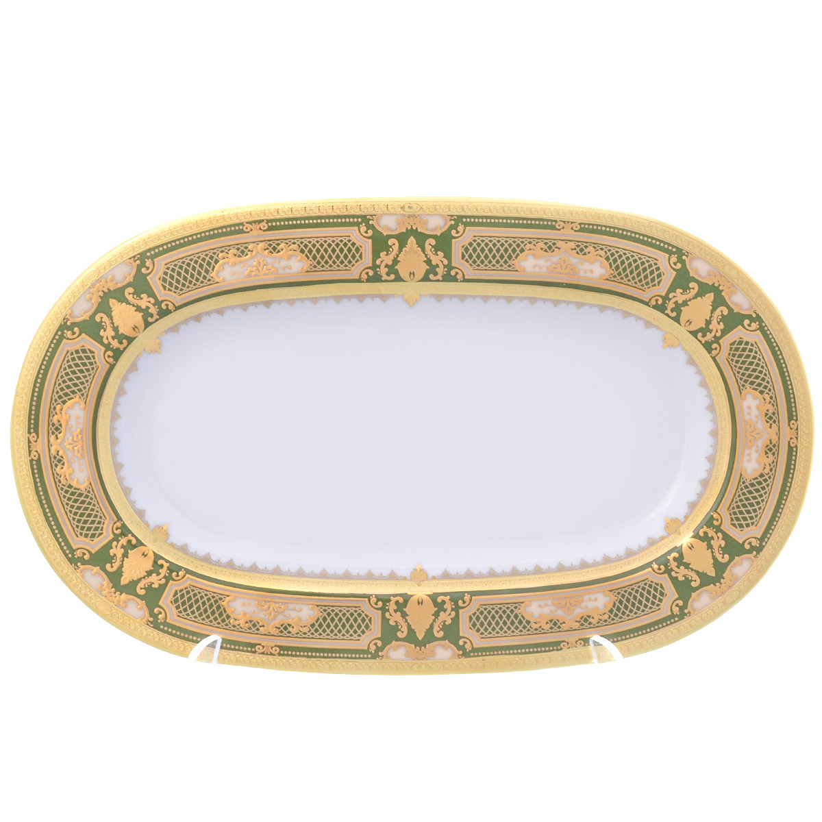 Блюдо овальное Falkenporzellan Donna Green gold 24 см 1