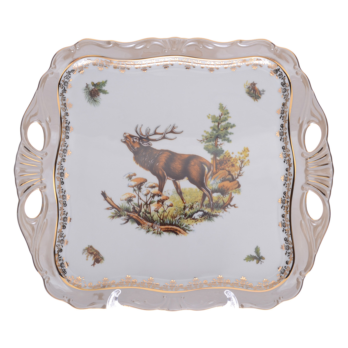 Блюдо квадратное Queen's Crown Aristokrat Охота бежевая 34*29 см 1