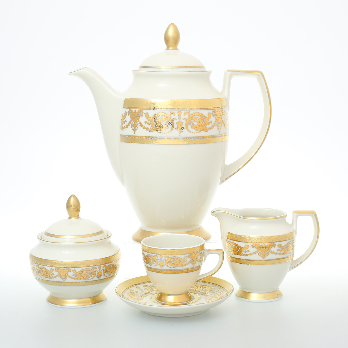 Кофейный сервиз Falkenporzellan IImperial Creme Gold Constanza 6 персон 17 предметов