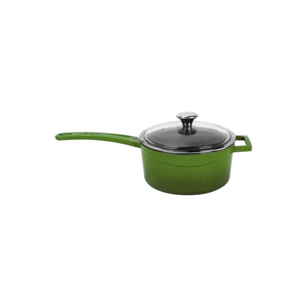 Ковш с ручкой и стеклянной крышкой Lava Green 1,35 л, 16 см