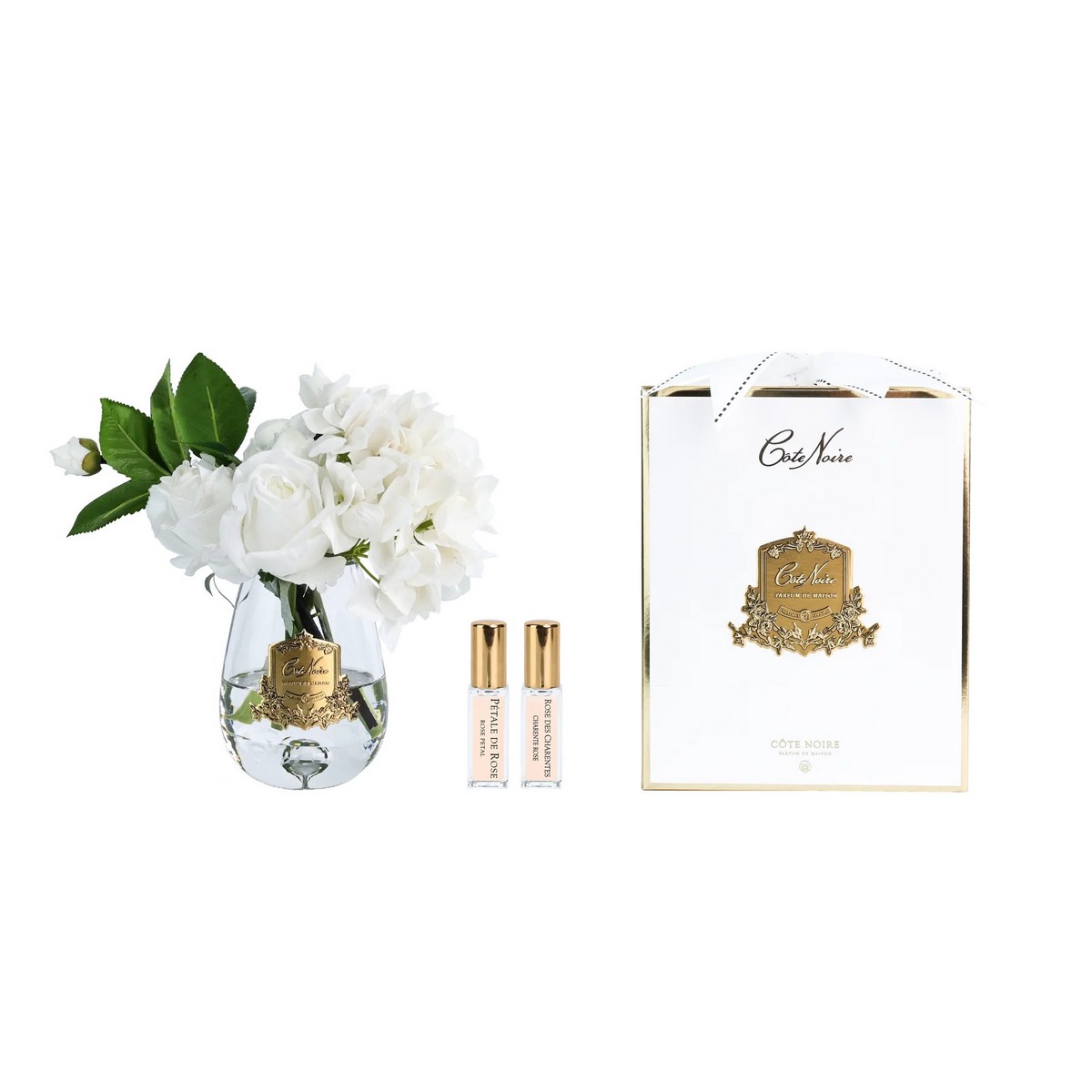 Ароматизированный букет "Tea Rose & Hydrangeas" белый Côte Noire